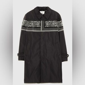 Zara Men’s Black and White Patterned Trench Coat A/W 2018 Special Collect Size M